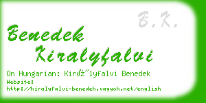 benedek kiralyfalvi business card